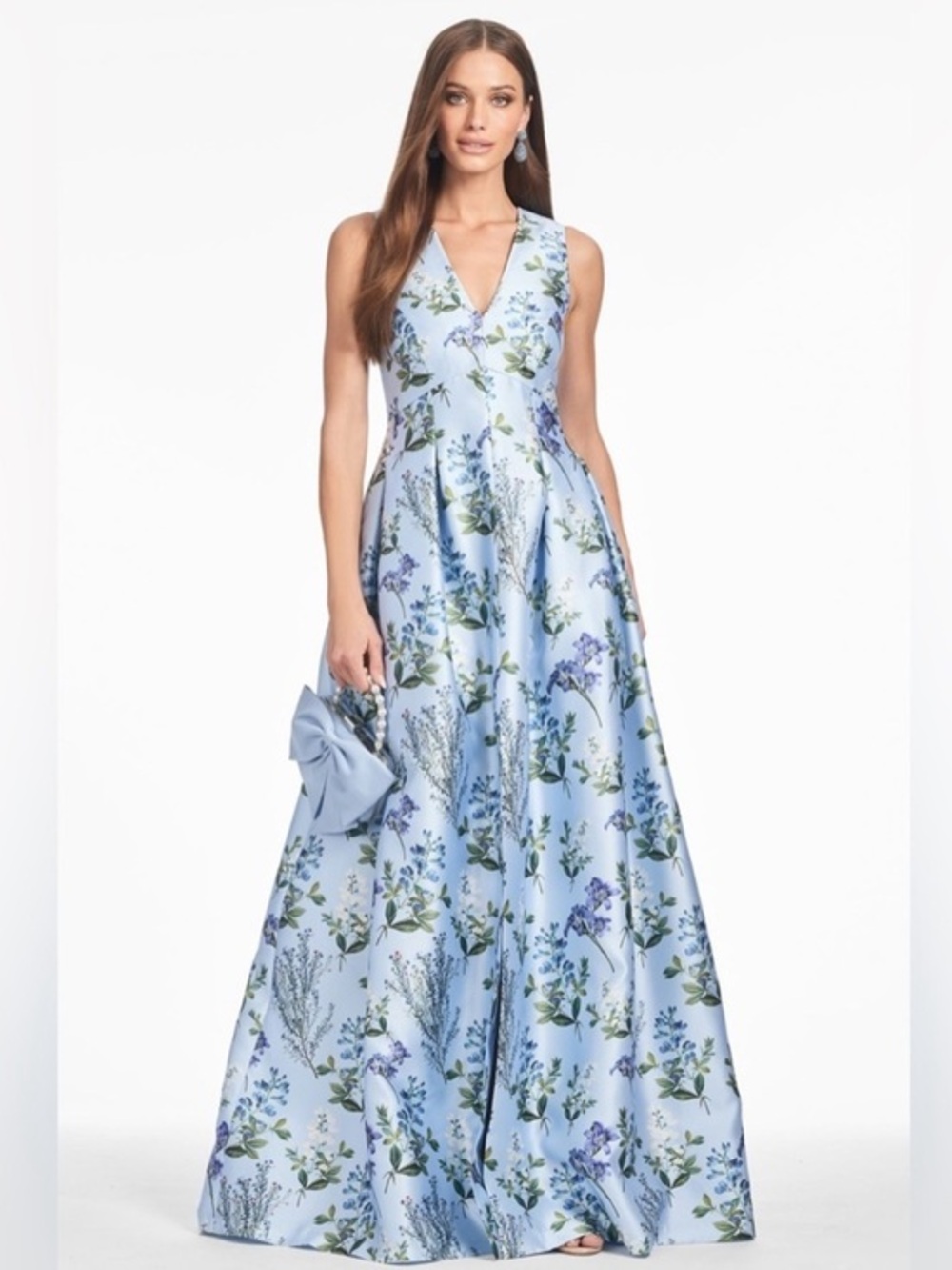 Sachin and Babi Brooke Gown Freesia Forest blue floral print